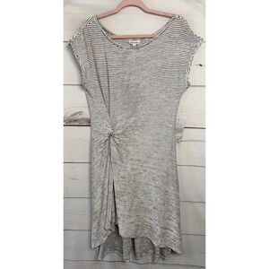 Max Studio Women Striped Twist Front High-Low Knit Dress White Black 9912N56 L
